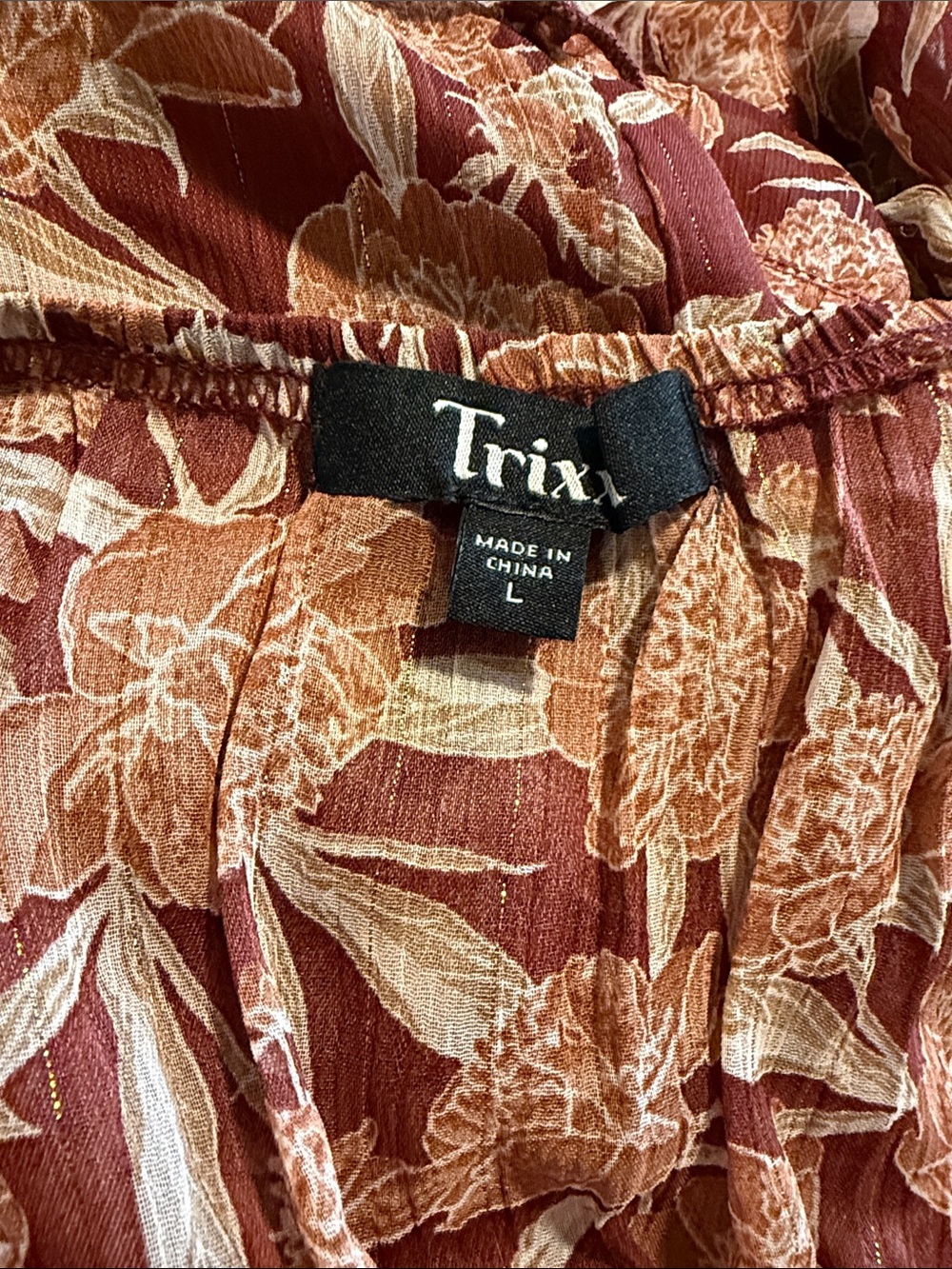 Trixxi Burgundy Floral Tie-Shoulder Mini Dress - Picture 3 of 3